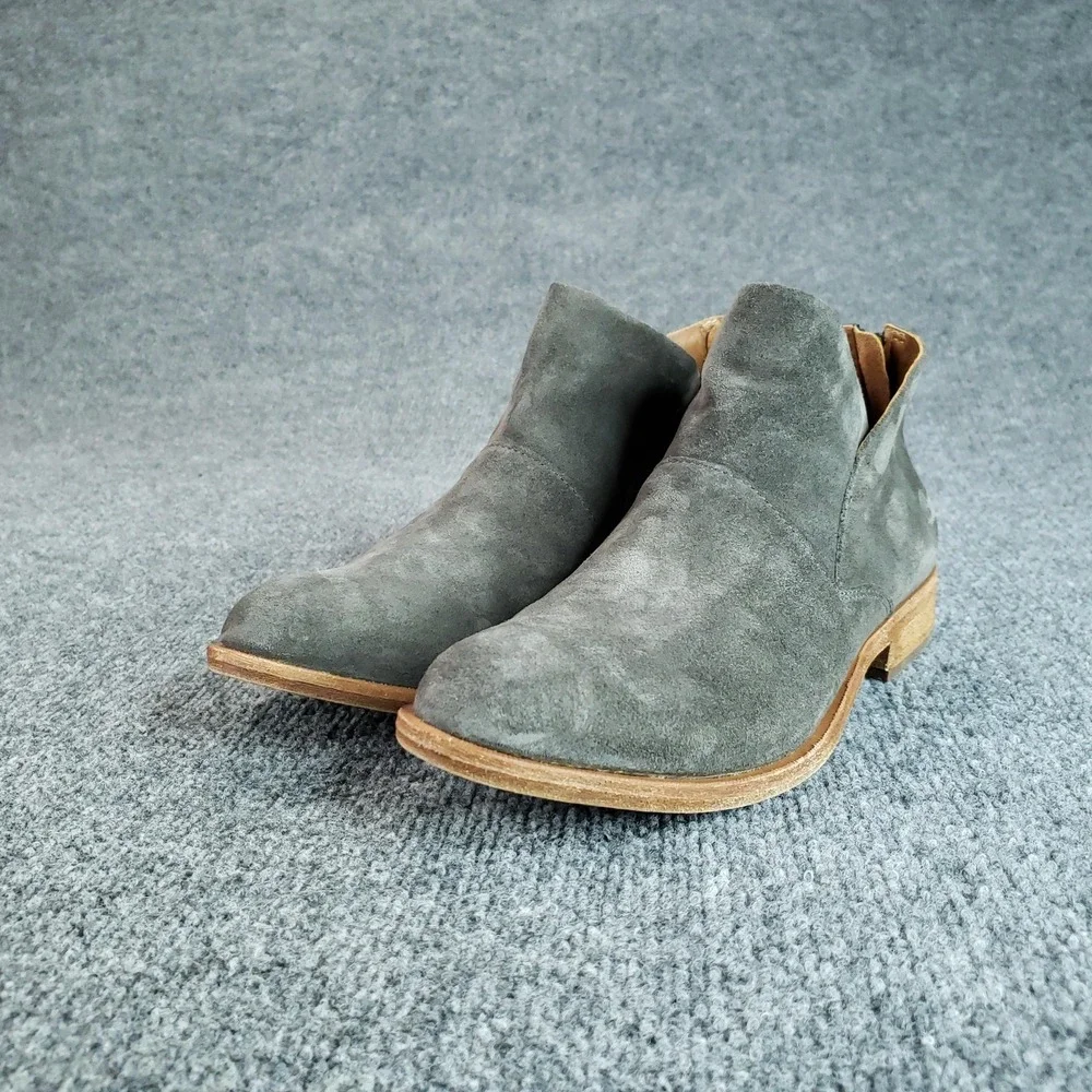 Kork-Ease Boots‎ Womens Size 8.5 Gray Suede Leather Ankle Booties Zipper